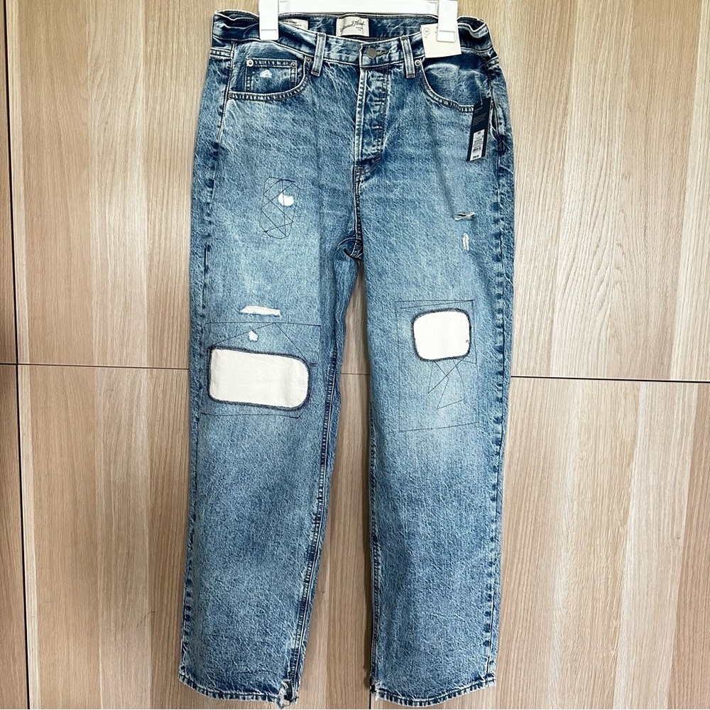 Universal Thread Patchwork Mid Rise Jeans Size 10 Regular - Picture 2 of 14
